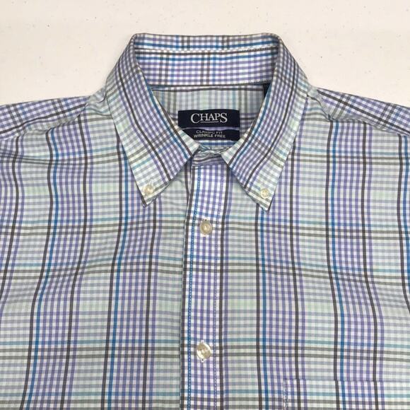 CHAPS Mens 15.5 ( MED ) Blue Oxford Dress Shirt - Picture 1 of 3